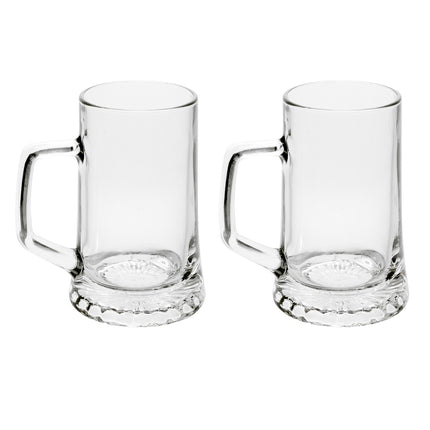 Bormioli Rocco 500ml Glass Beer Stein Tankard - Traditional German Style Beer Mug with Handle for Lager