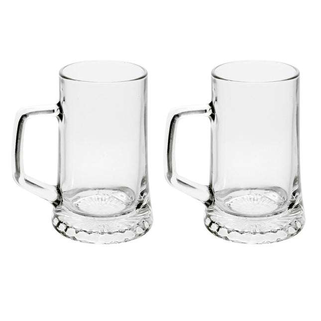 Bormioli Rocco 500ml Glass Beer Stein Tankard - Traditional German Style Beer Mug with Handle for Lager