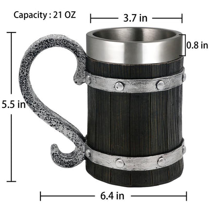 Viking Beer Mug 20oz | Norse Stainless Steel Tankard Cup