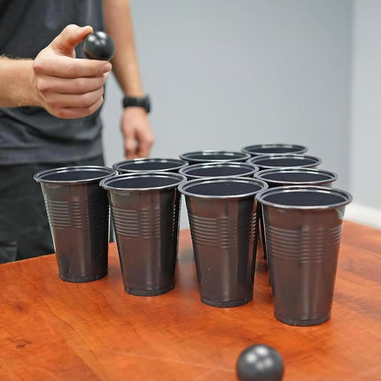 Black Beer Pong Set | 24 Cups & 4 Balls | Party Game