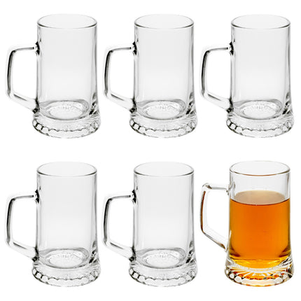 Bormioli Rocco 500ml Glass Beer Stein Tankard - Traditional German Style Beer Mug with Handle for Lager
