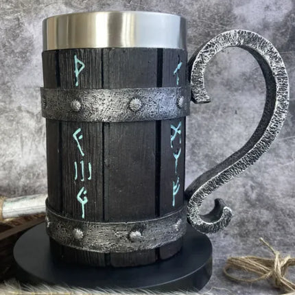 Premium Wooden Barrel Beer Mug | 550ml Novelty Craft Beer Stein with Stainless Steel Band | Perfect Beer Gift