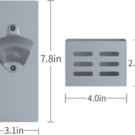 Magnetic Wall-Mounted Beer Bottle Opener with Cap Catcher | Stainless Steel - One-Handed Opener