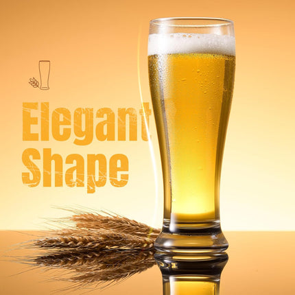 Premium Pint Glasses 16 oz Set of 4 - Pilsner, Wheat Beer & Lager Glassware