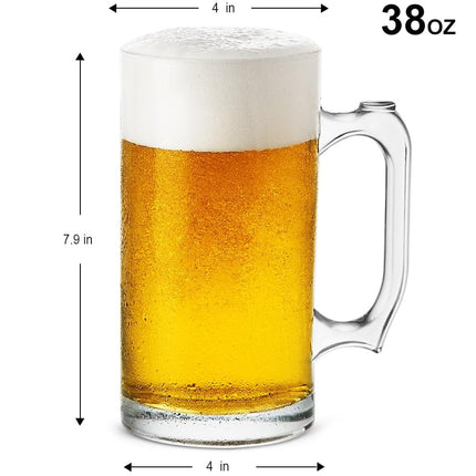 35 OZ Lead-Free Crystal Beer Stein With Handle | Large German-Style Beer Mug for Stout, Ales & Lagers | Dishwasher Safe Barware