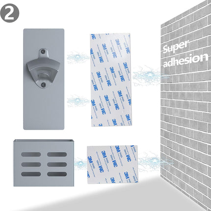 Magnetic Wall-Mounted Beer Bottle Opener with Cap Catcher | Stainless Steel - One-Handed Opener