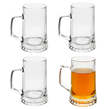 Bormioli Rocco 500ml Glass Beer Stein Tankard - Traditional German Style Beer Mug with Handle for Lager
