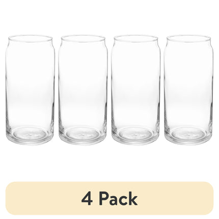 (4 Pack)  Glass 20Oz Clear Drinkware Glass Can Shaped
