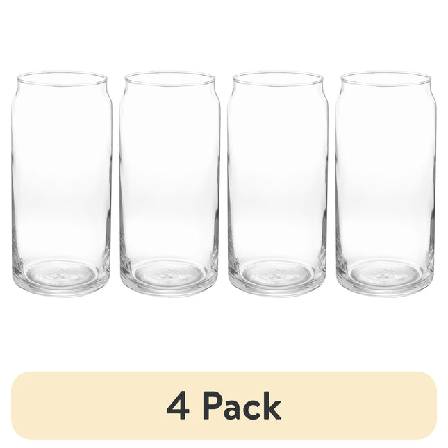 (4 Pack)  Glass 20Oz Clear Drinkware Glass Can Shaped