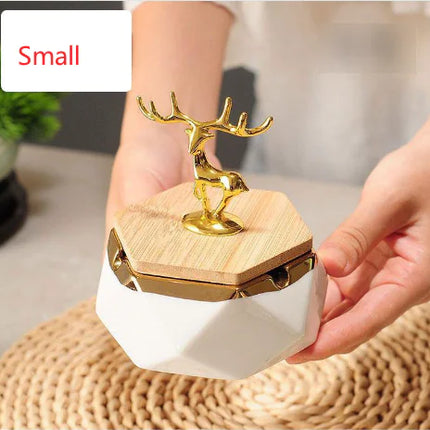 Nordic Luxury Geometric Ashtray with Lid – Premium Decorative Tabletop