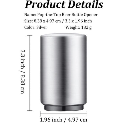 Automatic Beer Bottle Opener - Stainless Steel Push Down Cap Remover for Bar, Camping & Home