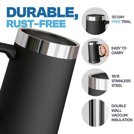 Stein Buddy - 24Oz Stainless Steel Beer Stein - Double Walled Vacuum Sealed - Handled Mug