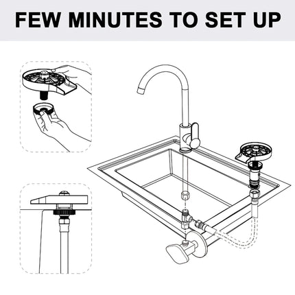 High-Pressure Automatic Glass Rinser for Kitchen Sink | Stainless Steel Beer Glass Washer | Commercial Bar Cup Cleaner
