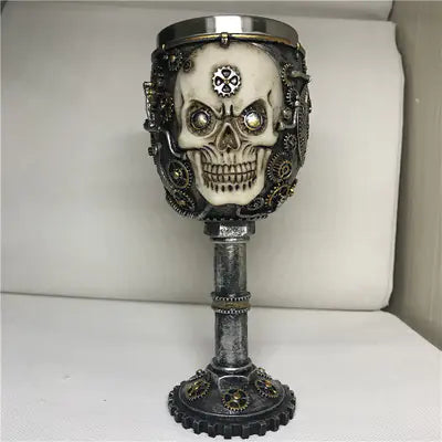 3D Skull & Spine Goblet - 400ml Gothic Beer Glass | Stainless Steel & Resin Drinkware