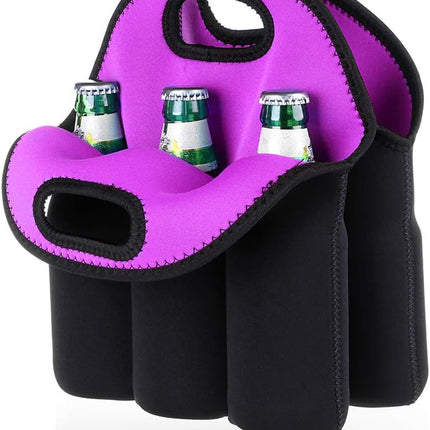 Premium Neoprene 6 Pack Beer Cooler Tote Bag | Insulated Bottle Carrier for Camping, Tailgating & Outdoor Events | Machine Washable Beer Holder Sleeve