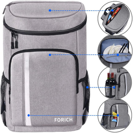 30 Can Insulated Cooler Backpack - Leak Proof Beach Camping Hiking Bag