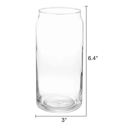 (4 Pack)  Glass 20Oz Clear Drinkware Glass Can Shaped