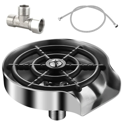 High-Pressure Automatic Glass Rinser for Kitchen Sink | Stainless Steel Beer Glass Washer | Commercial Bar Cup Cleaner