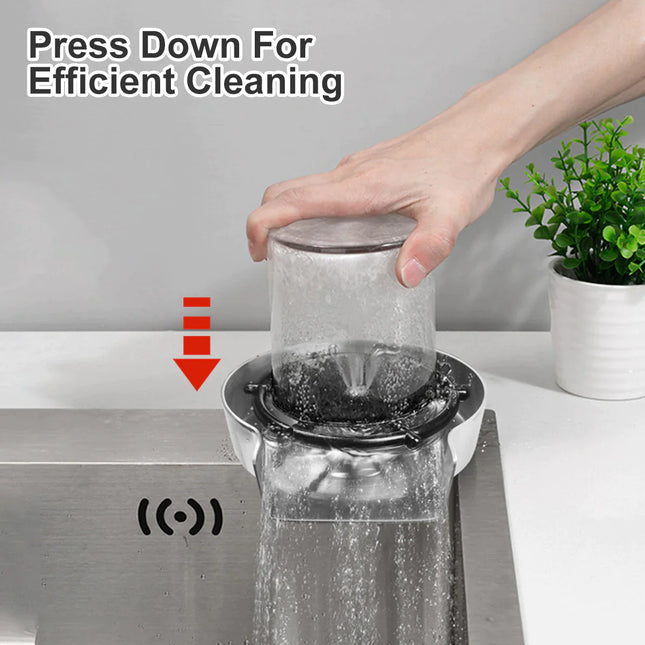 High-Pressure Automatic Glass Rinser for Kitchen Sink | Stainless Steel Beer Glass Washer | Commercial Bar Cup Cleaner