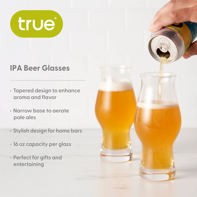 IPA Beer Glasses Set of 4 | 16 oz Craft Glass for Hoppy Brews