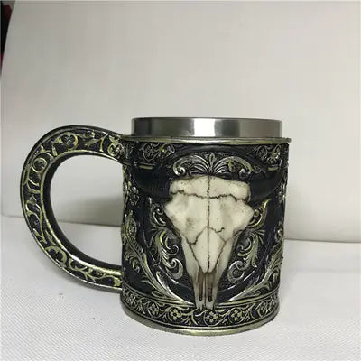 3D Skull & Spine Goblet - 400ml Gothic Beer Glass | Stainless Steel & Resin Drinkware