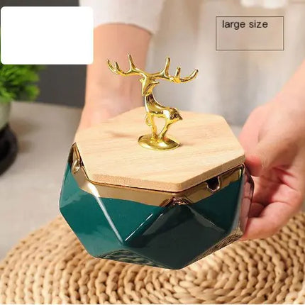 Nordic Luxury Geometric Ashtray with Lid – Premium Decorative Tabletop