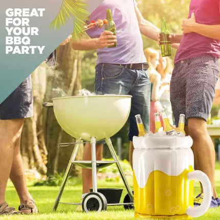Large Inflatable Beer Mug Cooler Float - 2-in-1 Drink Holder Pool Float for Adults | 39" Inflatable Beer Mug Cooler with Cold Drink Storage