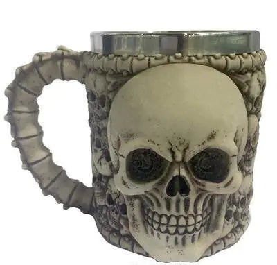 3D Skull & Spine Goblet - 400ml Gothic Beer Glass | Stainless Steel & Resin Drinkware