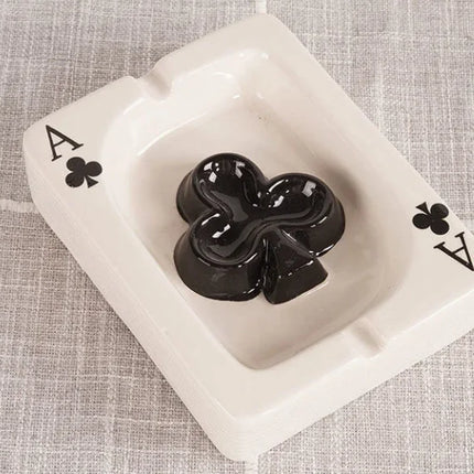 Ace of Hearts Ceramic Ashtray - Poker Night Decor & Bar Table Decoration | Playing Card Design