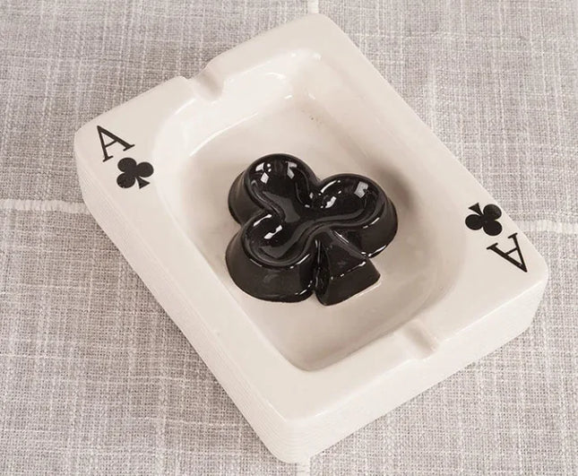 Ace of Hearts Ceramic Ashtray - Poker Night Decor & Bar Table Decoration | Playing Card Design