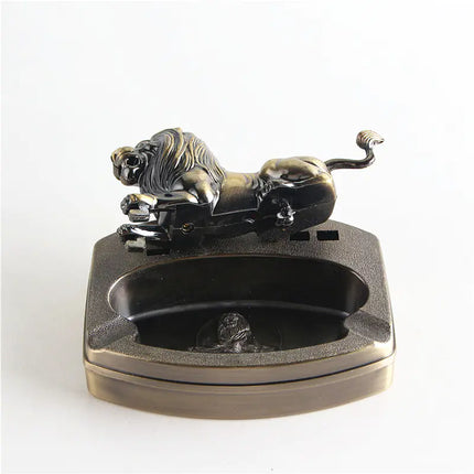 Premium Metal Lion Ashtray & Lighter Set | Decorative Smoking Accessory