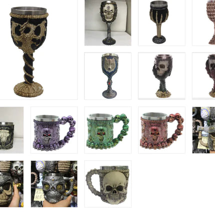 3D Skull & Spine Goblet - 400ml Gothic Beer Glass | Stainless Steel & Resin Drinkware