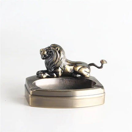 Premium Metal Lion Ashtray & Lighter Set | Decorative Smoking Accessory