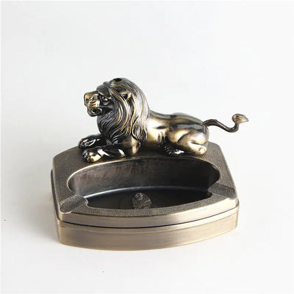 Premium Metal Lion Ashtray & Lighter Set | Decorative Smoking Accessory