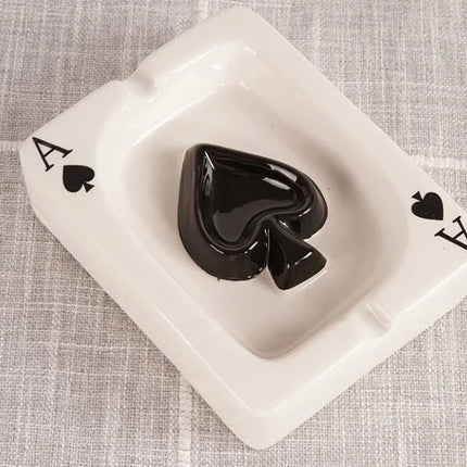 Ace of Hearts Ceramic Ashtray - Poker Night Decor & Bar Table Decoration | Playing Card Design
