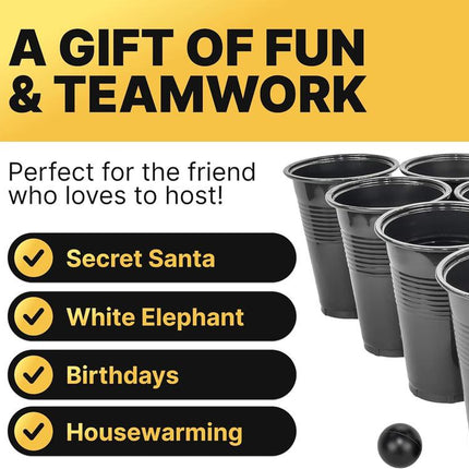 Black Beer Pong Set | 24 Cups & 4 Balls | Party Game