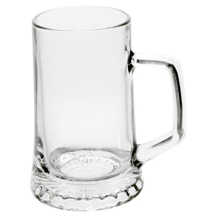 Bormioli Rocco 500ml Glass Beer Stein Tankard - Traditional German Style Beer Mug with Handle for Lager