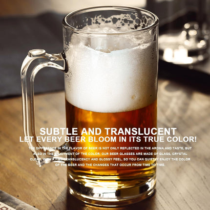 35 OZ Lead-Free Crystal Beer Stein With Handle | Large German-Style Beer Mug for Stout, Ales & Lagers | Dishwasher Safe Barware