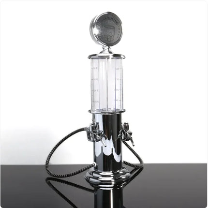 Vintage Gas Pump Liquor Dispenser 500ml - Retro 1930s Style Bar Accessory | Chrome Finish Whiskey Vodka Rum Dispenser | Novelty Party Drink Server for Home Bar