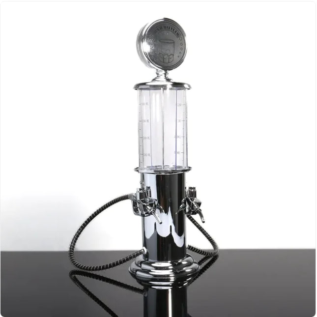 Vintage Gas Pump Liquor Dispenser 500ml - Retro 1930s Style Bar Accessory | Chrome Finish Whiskey Vodka Rum Dispenser | Novelty Party Drink Server for Home Bar