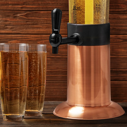 Hammer + Axe Copper Beer Tower Drink Dispenser with Pro-Pour Tap & Ice Rod – 2.75 Qt/2.6L Chilled Draft Tower for Parties & Gameday