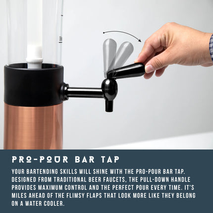 Hammer + Axe Copper Beer Tower Drink Dispenser with Pro-Pour Tap & Ice Rod – 2.75 Qt/2.6L Chilled Draft Tower for Parties & Gameday