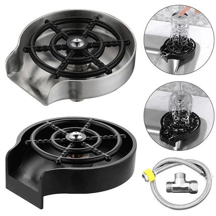 High-Pressure Automatic Glass Rinser for Kitchen Sink | Stainless Steel Beer Glass Washer | Commercial Bar Cup Cleaner