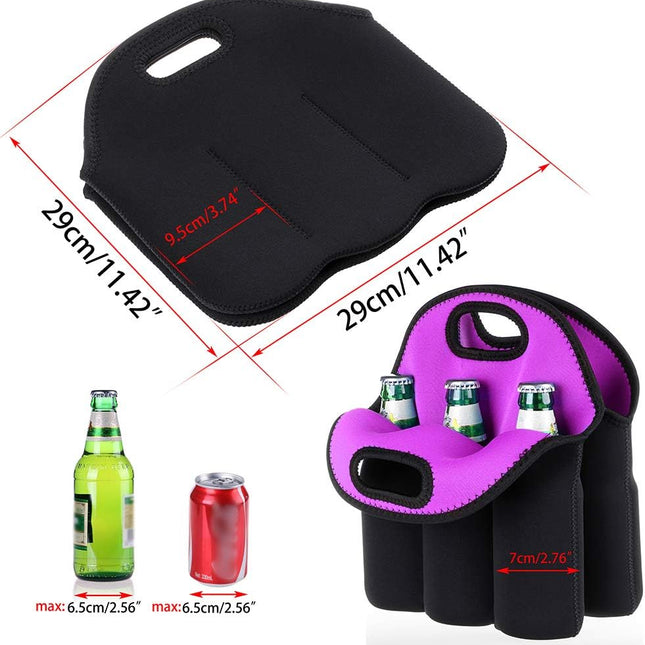 Premium Neoprene 6 Pack Beer Cooler Tote Bag | Insulated Bottle Carrier for Camping, Tailgating & Outdoor Events | Machine Washable Beer Holder Sleeve