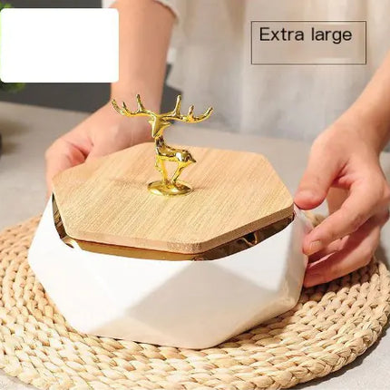 Nordic Luxury Geometric Ashtray with Lid – Premium Decorative Tabletop
