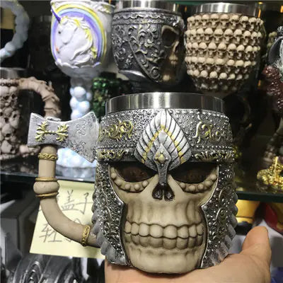 3D Skull & Spine Goblet - 400ml Gothic Beer Glass | Stainless Steel & Resin Drinkware