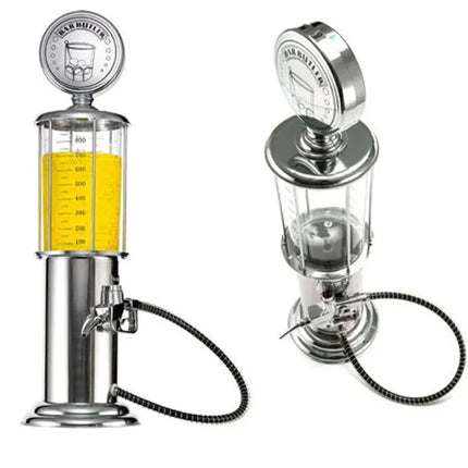 Vintage Gas Pump Liquor Dispenser 500ml - Retro 1930s Style Bar Accessory | Chrome Finish Whiskey Vodka Rum Dispenser | Novelty Party Drink Server for Home Bar