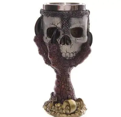 3D Skull & Spine Goblet - 400ml Gothic Beer Glass | Stainless Steel & Resin Drinkware