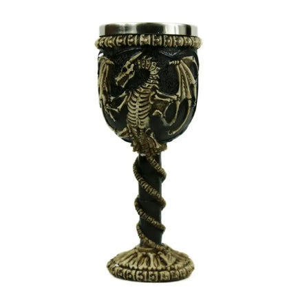 3D Skull & Spine Goblet - 400ml Gothic Beer Glass | Stainless Steel & Resin Drinkware