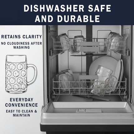 Premium Authentic German Masskrug Dimpled Beer Steins | 1 Litre Set of 6 | Dishwasher Safe Oktoberfest Glass Mugs